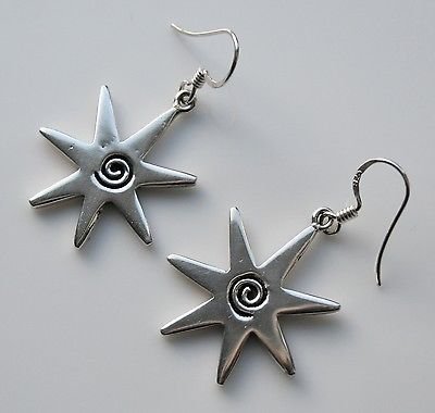 HANDCRAFTED STERLING SILVER SPIRAL STAR EARRINGS