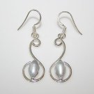 HANDCRAFTED PRETTY STERLING SILVER FRESHWATER PEARL DROP EARRINGS  