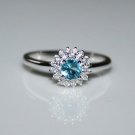 STERLING SILVER 4MM 0.25CT BLUE TOPAZ CZ SOLITAIRE RING SIZE O US 7