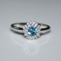 STERLING SILVER 4MM 0.25CT BLUE TOPAZ CZ SOLITAIRE RING SIZE O US 7