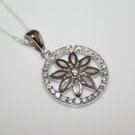 GORGEOUS STERLING SILVER CZ FLOWER PENDANT & CHAIN 