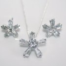 PRETTY STERLING SILVER CZ FLOWER EARRING & PENDANT SET 