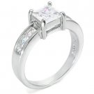 STERLING SILVER 6MM 1.3CT PRINCESS CUT CZ SOLITAIRE RING (SIZES N - P)