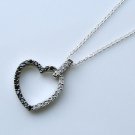 GORGEOUS 925 STERLING SILVER CZ HEART PENDANT & CHAIN 
