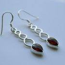 HANDCRAFTED STERLING SILVER CABACHON GARNET GEMSTONE DROP EARRINGS