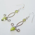 HANDCRAFTED STERLING SILVER AND CABOCHON PERIDOT GEMSTONE EARRINGS