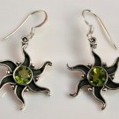 GORGEOUS OXIDISED STERLING SILVER PERIDOT EARRINGS