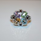 STERLING SILVER AMETHYST, GARNET, CITRINE, TOPAZ & PERIDOT GEMSTONE RING