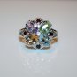 STERLING SILVER AMETHYST, GARNET, CITRINE, TOPAZ & PERIDOT GEMSTONE RING
