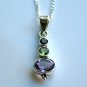 HANDCRAFTED STERLING SILVER &Acirc;&nbsp;FACETED MULTI COLOURED GEMSTONE PENDANT & CHAIN