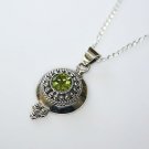 HANDCRAFTED STERLING SILVER FACETED PERIDOT PENDANT & CHAIN 
