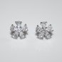 PRETTY 10MM STERLING SILVER PEAR CUT FLOWER CLUSTER CZ STUD EARRINGS