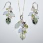 PRETTY STERLING SILVER MIXED GEMSTONE DROP EARRINGS, PENDANT AND CHAIN Â