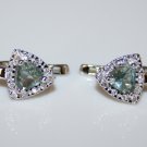 PRETTY STERLING SILVER 1.5CT 7MM TRILLIUM CUT TOURMALINE CZ EARRINGS