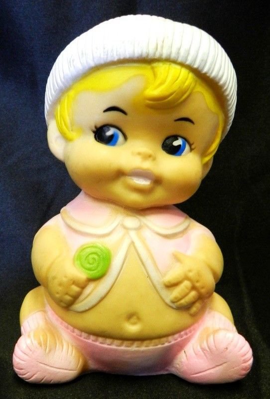 Rare 1970 Sanitoy Inc Chubby Girl Rubber Squeaky Baby Doll Pink NY USA ...