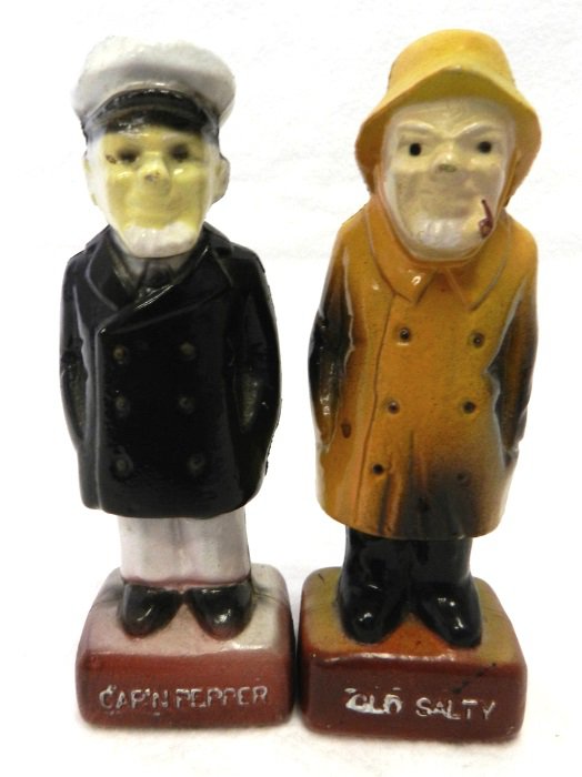 Nautical Old Salty Captain Pepper Watermen Salt Pepper Shaker Set Vintage