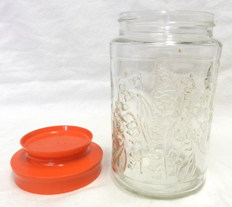 Anchor Hocking Lilies Of The Valley Orange Screw Top Canister Tang