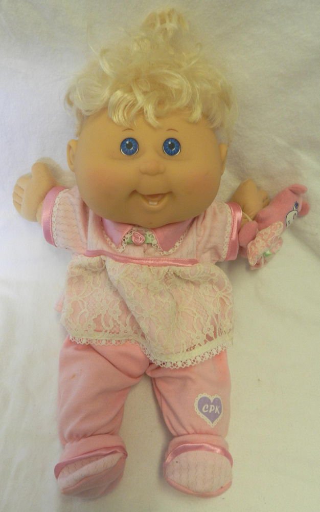 Collectible 2004 CPK Cabbage Patch Kid Blonde Hair Blue Eyed Pink Lace ...