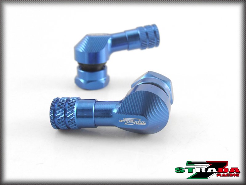 Strada 7 83 Degree 8.3mm 0.357" inch CNC Valve Stems for Marvic wheels Blue
