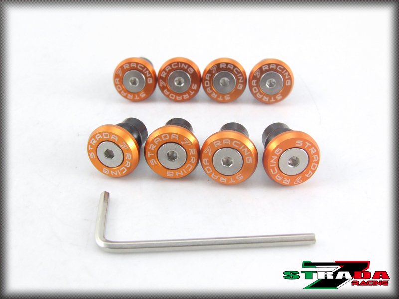 Strada 7 Racing CNC Windscreen Bolts M5 Wellnuts Set Yamaha XJ6 DIVERSION Orange