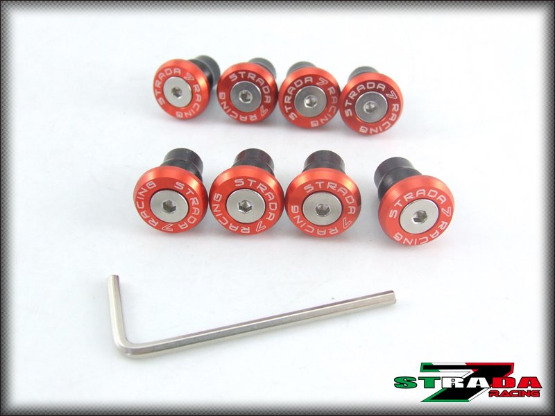 Strada 7 Racing CNC Windscreen Bolts M5 Wellnuts Set Yamaha XJ6 DIVERSION Red