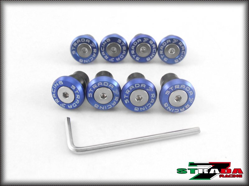 Strada 7 Racing CNC Windscreen Bolts M5 Wellnuts Set Yamaha XJ6 DIVERSION Blue