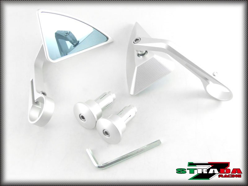 Strada 7 Silver Triangle Handle Bar End Mirrors Honda Black Spirit / NC700 S / X