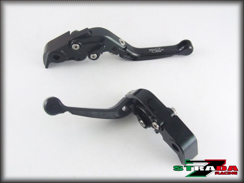 Strada 7 CNC Short Folding Adjustable Levers Aprilia CAPANORD 1200 2014 Black