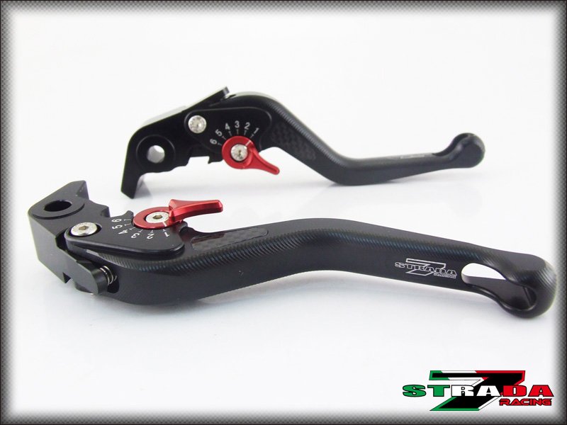 Strada 7 CNC Short Carbon Fiber Levers Kawasaki Z1000 2007 - 2014 Black