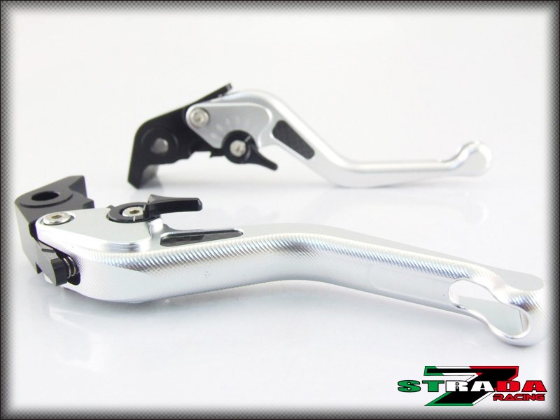 Strada 7 CNC Short Carbon Fiber Levers Kawasaki ZX9 1994 - 1997 Silver