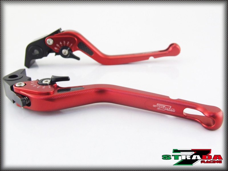 Strada 7 CNC Long Carbon Fiber Levers Yamaha YZF R1 1999 - 2001 Red