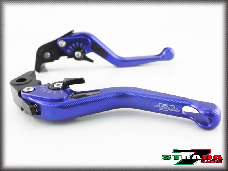 Strada 7 CNC Short Carbon Fiber Levers Suzuki GSXR750 2006 - 2010 Blue
