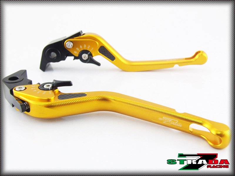 Strada 7 CNC Long Carbon Fiber Levers Triumph SPEED TRIPLE 2008 - 2010 Gold