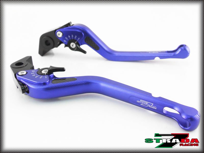 Strada 7 CNC Long Carbon Fiber Levers Honda CB599 CB600 HORNET 1998 - 2006 Blue