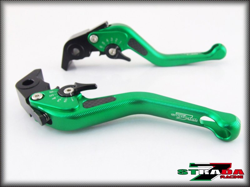 Strada 7 CNC Short Carbon Fiber Levers Triumph SCRAMBLER 2006 - 2014 Green