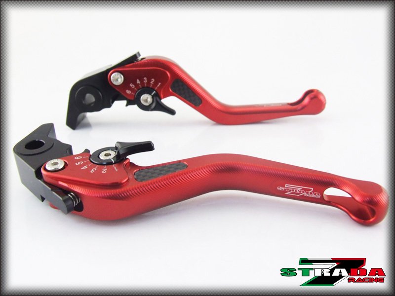 Strada 7 CNC Short Carbon Fiber Levers KTM 690 Enduro R 2014 Red