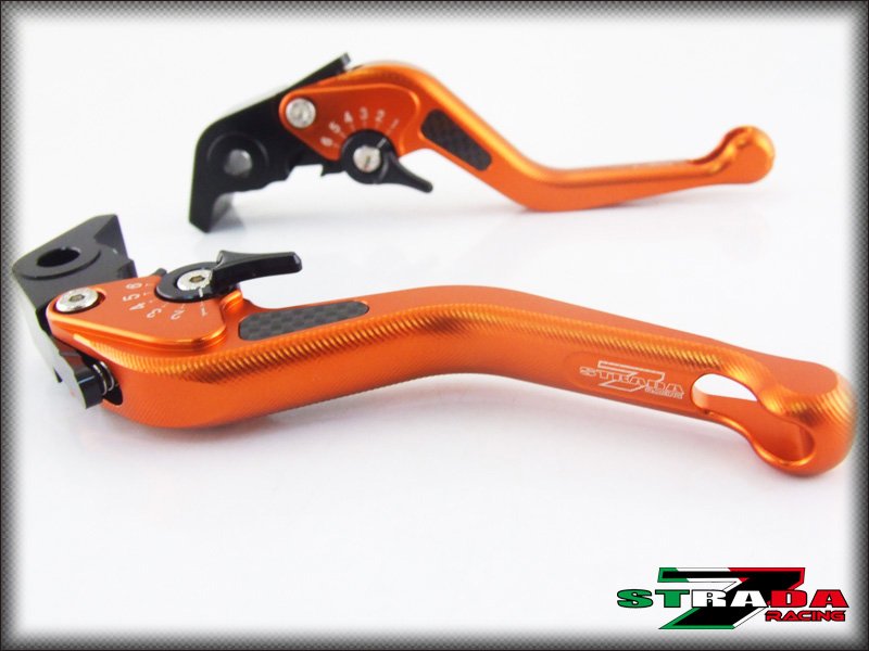 Strada 7 CNC Short Carbon Fiber Levers KTM 690 SMC 2012 - 2013 Orange