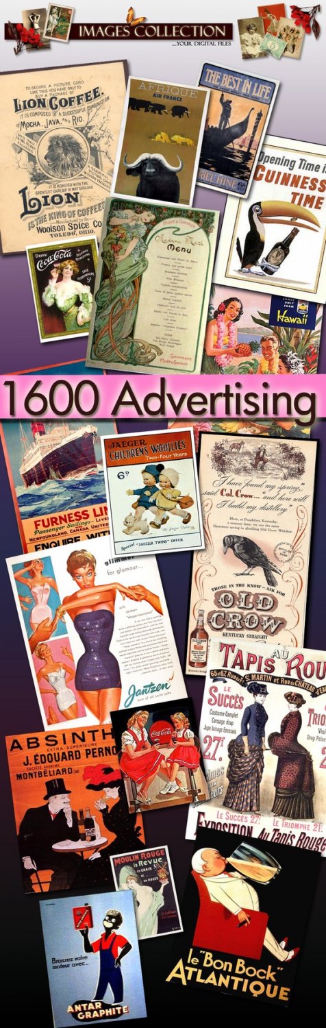 Collection Digital images printable 1600 Jpeg vintage print