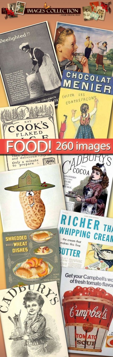 Digital images FOOD collection vintage print
