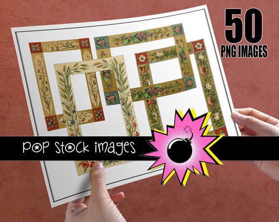 DIGITAL FRAME Images - 50 PNG vintage print
