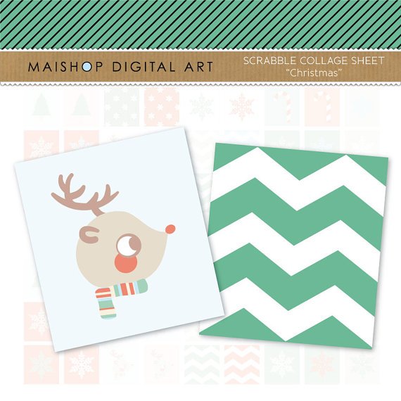 Scrabble Digital Collage Sheet Christmas