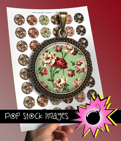 1 Inch Rounds 19th Century FLORALS Collage Sheet-print for PendantsMagnets