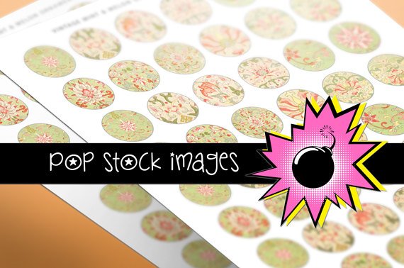 1 Inch Rounds Mint Melon Floral Ornaments Collage Sheet-PendantsMagnets