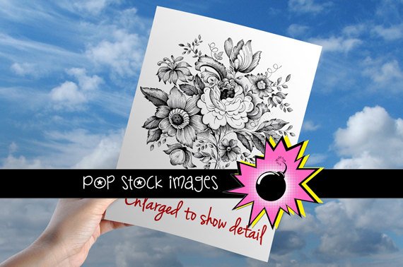 Vintage Floral Bouquet Digital Transfer-Digital Floral Image to Print