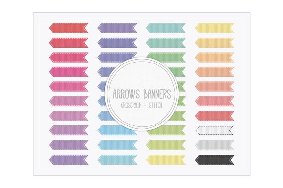 Arrows Banners Grosgrain Stitch Clip Art