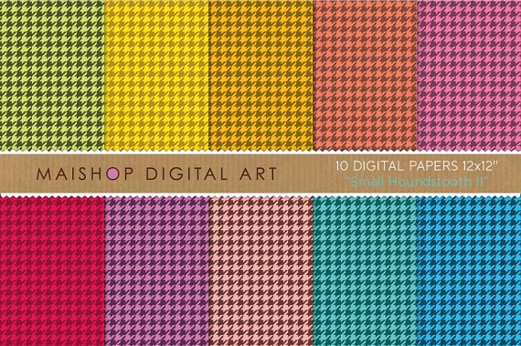 Digital Paper-Sm Houndstooth II-Classic Hounds Tooth Check print Patterns Craft