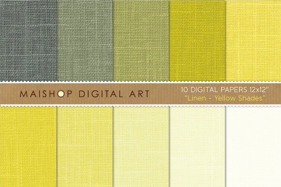 Digital Paper Linen-YW Shades-Lemon YWGrnish YWPistachioCream Scrapbook Paper