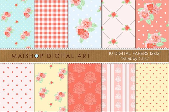 Digital Paper - Shabby Chic - vintage print