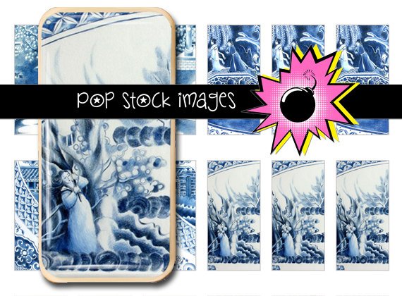 Blue Willow Digital Domino Collage Sheet-print Blue Willow China Tiles for Domino Pendants