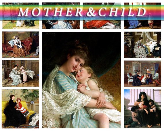 MOTHER , CHILD on 175 vintage print